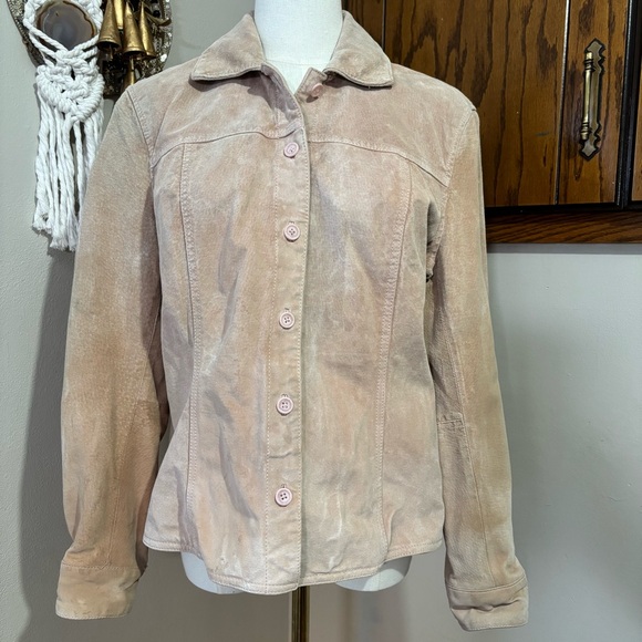 Cherokee Jackets & Blazers - Vintage Tan Suede Leather Jacket Size Medium Faded Distressed Cherokee